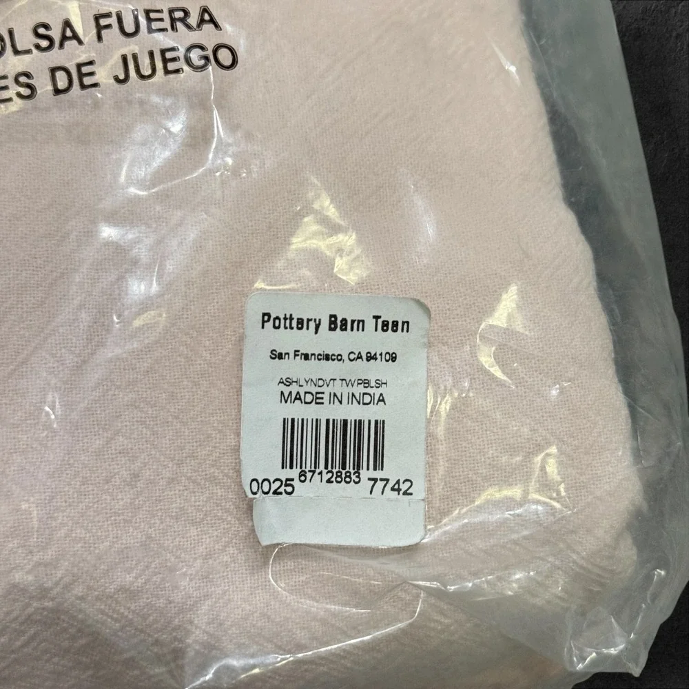 Pottery Barn Teen Ashlyn Tufted Duvet Cover Twin Pale‎ Blush Organic Cotton NEW